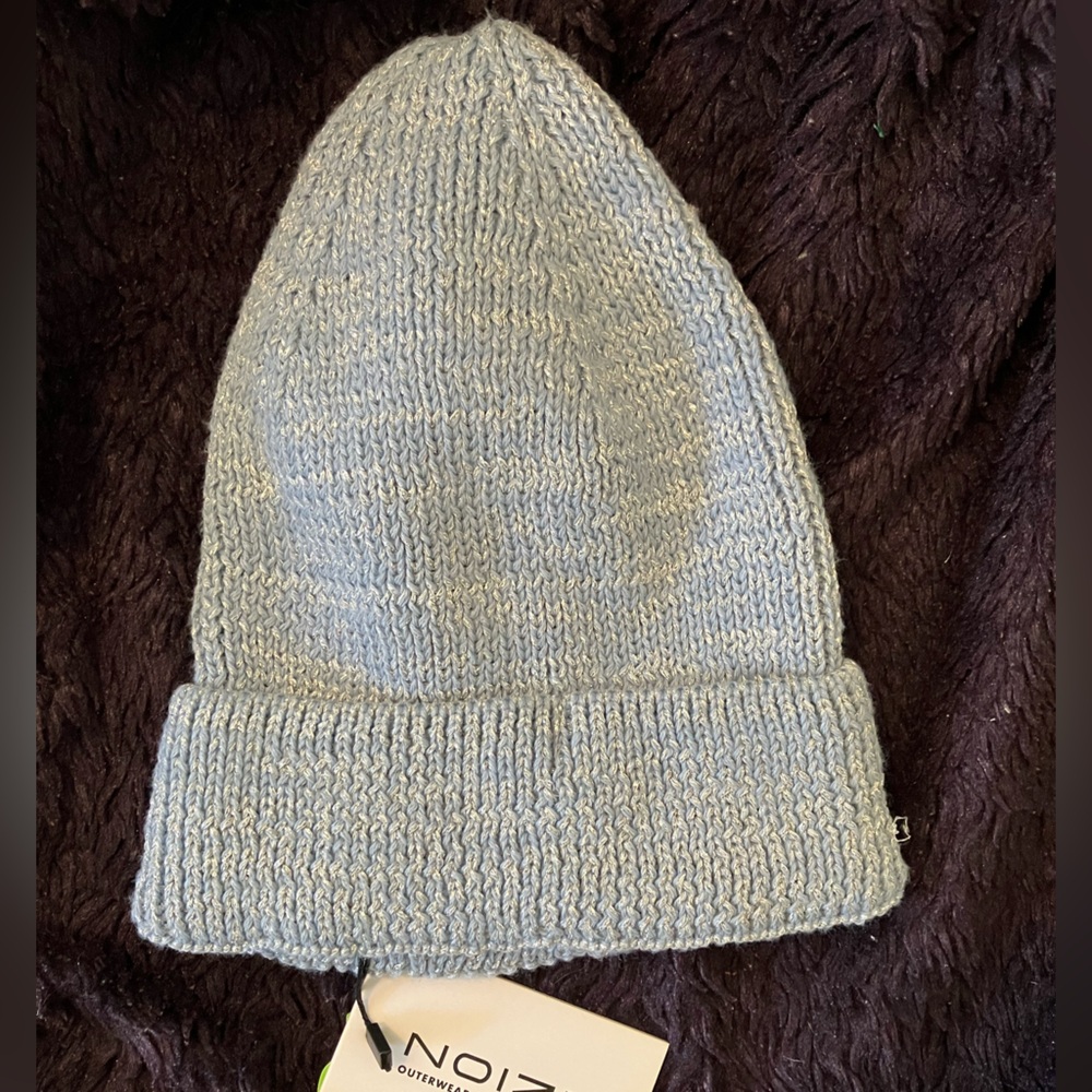 Noize Pastel Blue Glitter Beanie Knit Hat